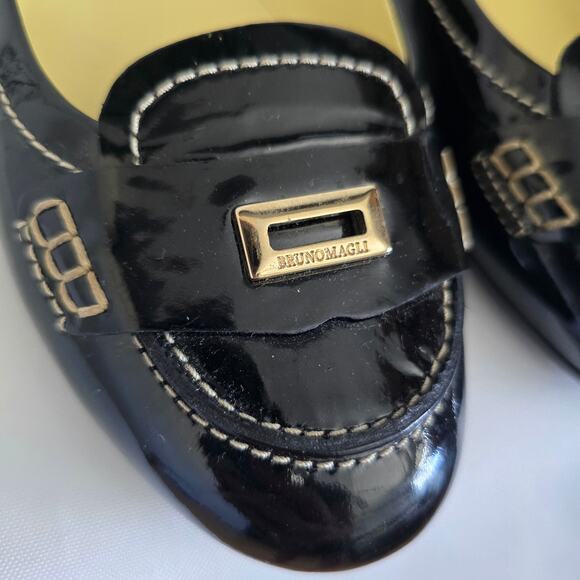 *NWOT Bruno Magli Womens Flat Shoes Loafer Patent Leather Black-40 US 8.5 Italy - Picture 2 of 8